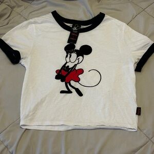 Disney X Forever 21 Minnie Mouse White and Black Baby Tee